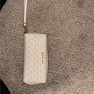 Michael Kors White and Pink Wristlet
